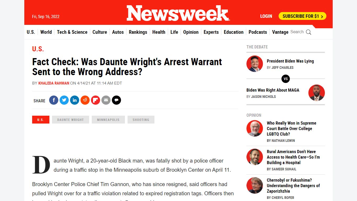 Fact Check: Was Daunte Wright's Arrest Warrant Sent to the ... - Newsweek